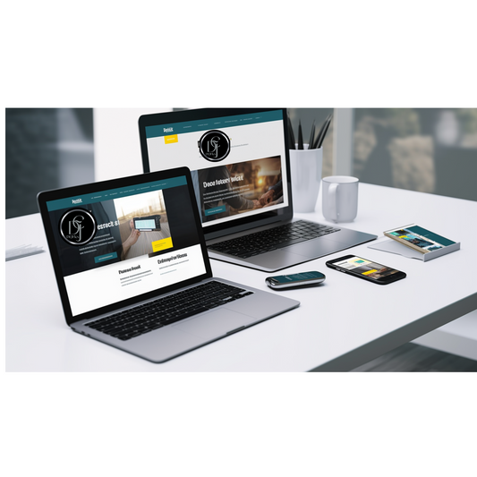 laptop and mobile phones set up to begin affiliate marketing for DEJFlex.com