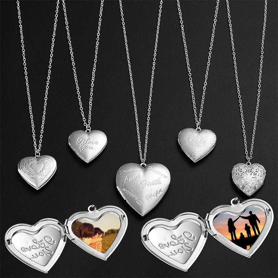 Heart-shaped Photo Frame Locket and Necklace