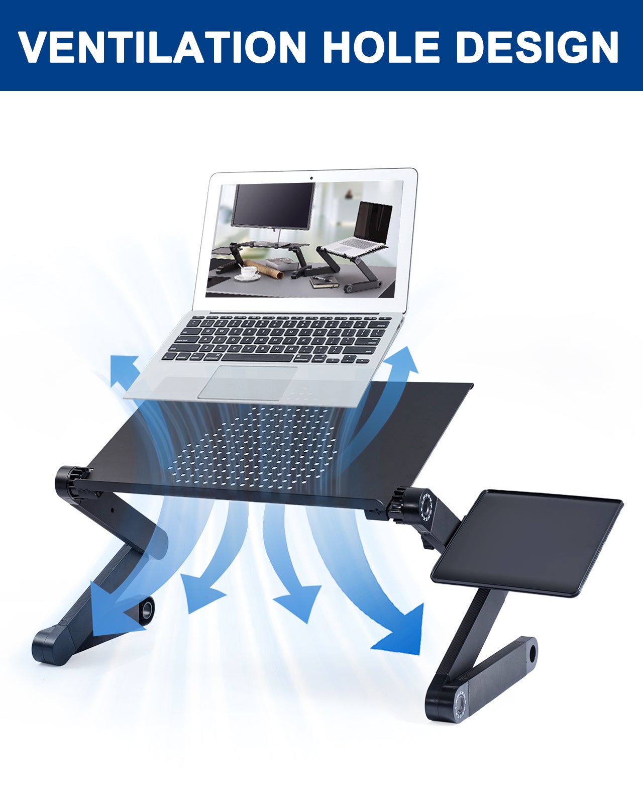 Adjustable Laptop Table Stand with 360° Rotation