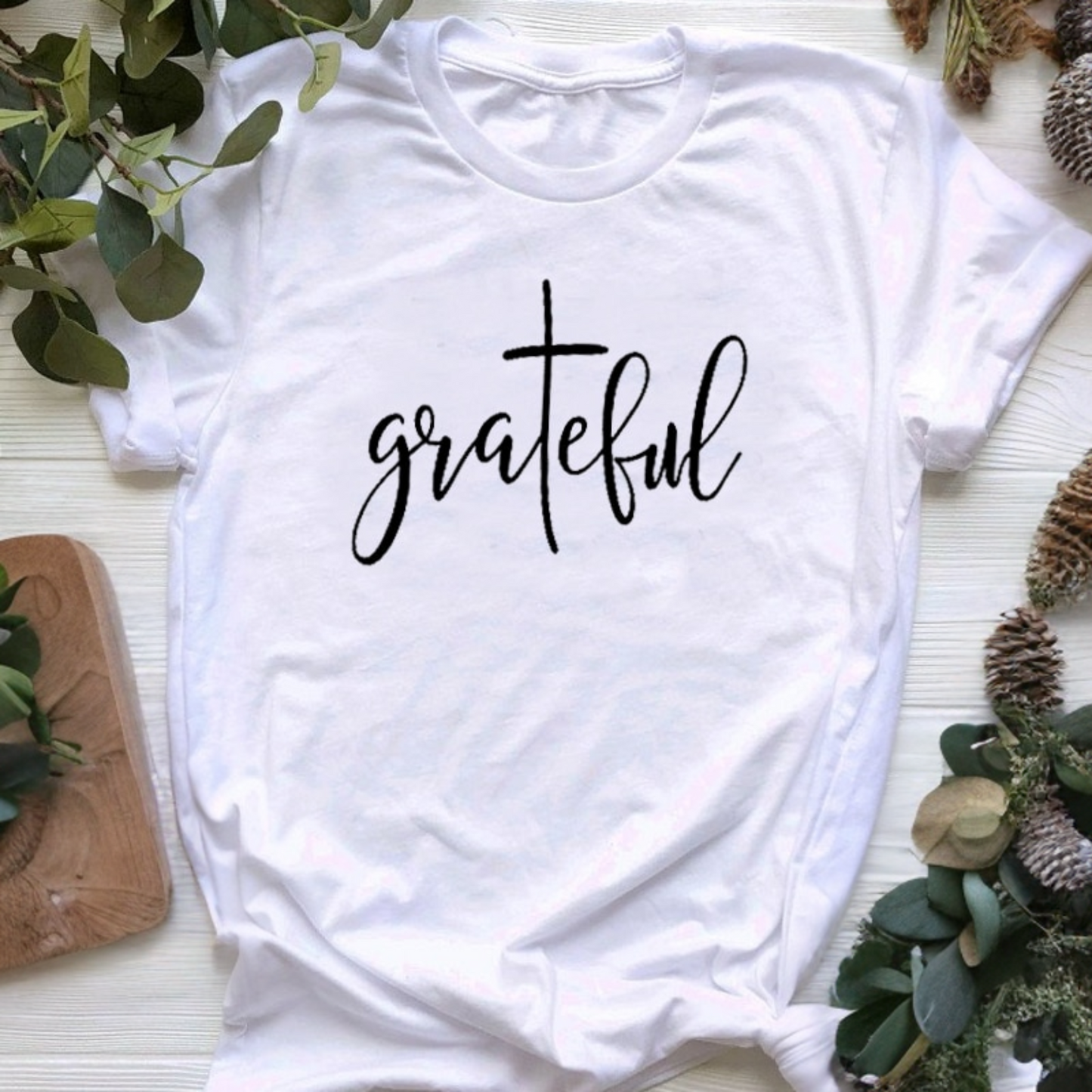 "Grateful" Women's Cotton T-shirt | Celebrate Gratitude | Perfect for Thanksgiving