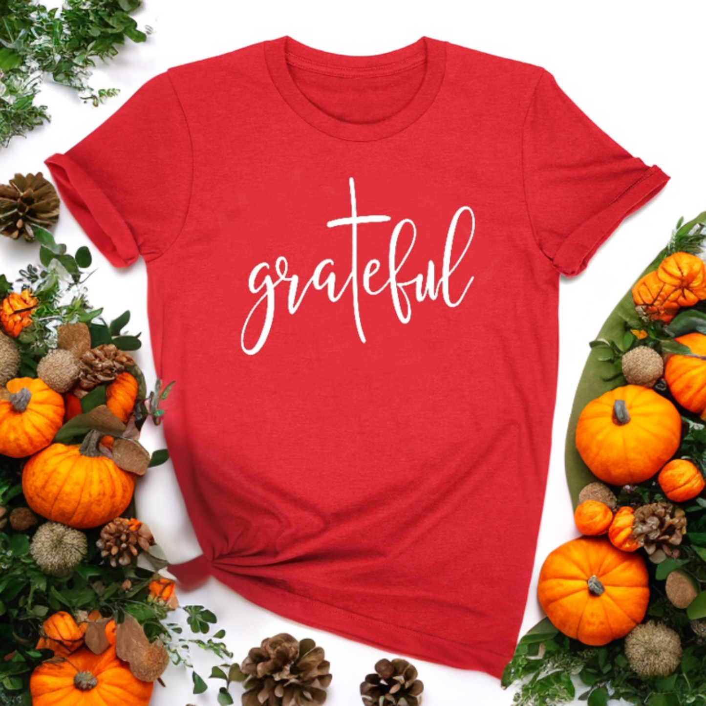 "Grateful" Women's Cotton T-shirt | Celebrate Gratitude | Perfect for Thanksgiving